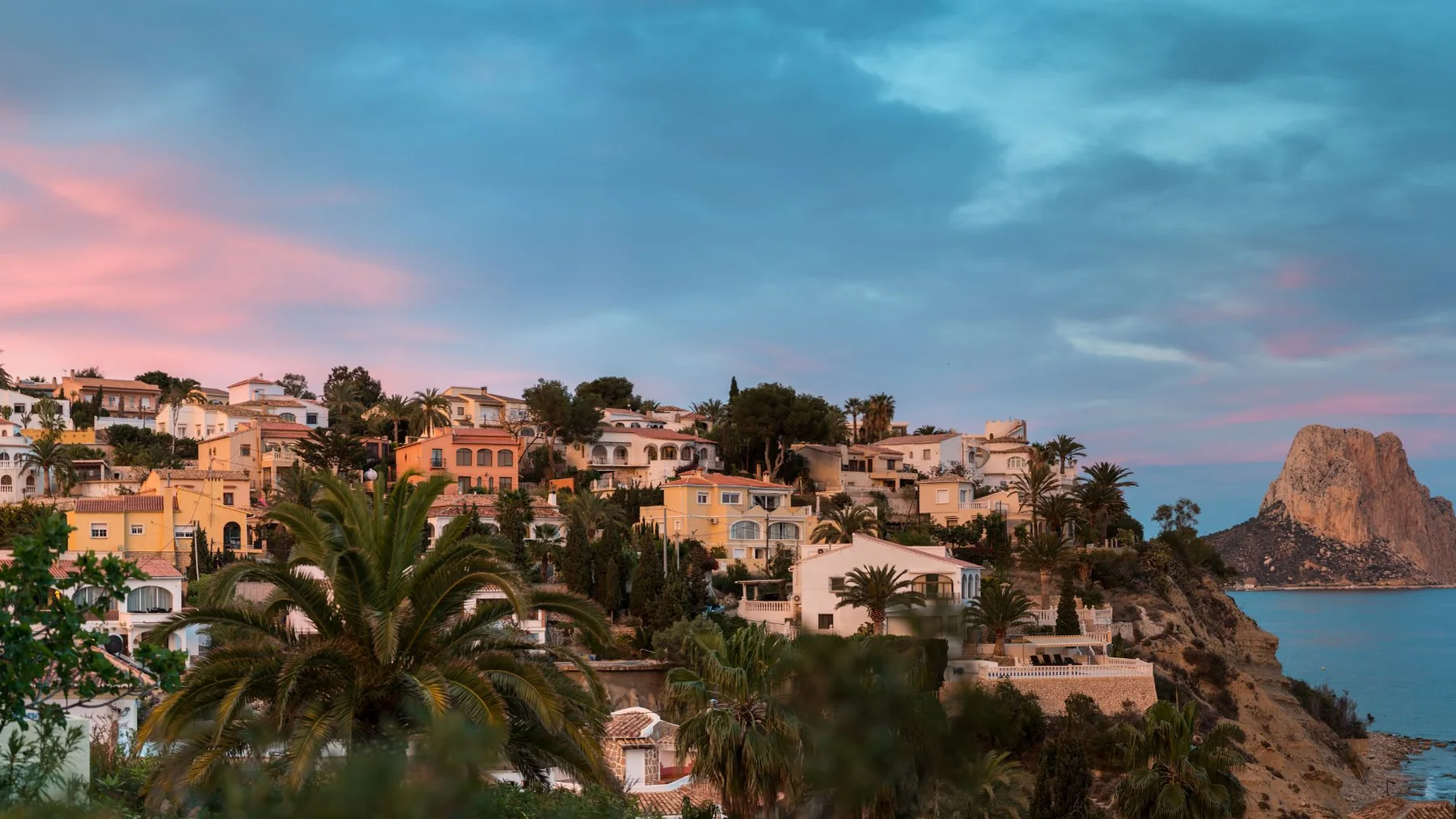 Costa Blanca coastline at sunset near Calpe